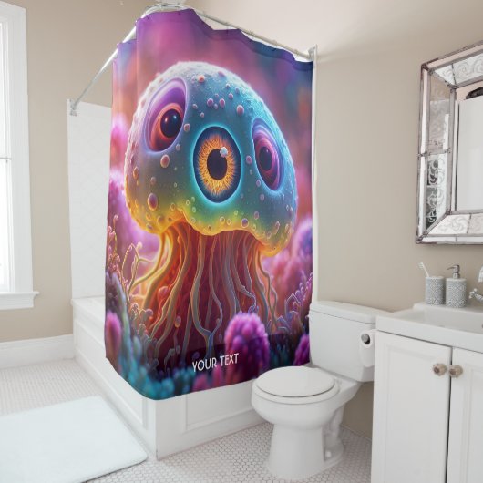 Fantasie Schattige Vivid Eyes Zee Creature Douchegordijn (In situ)