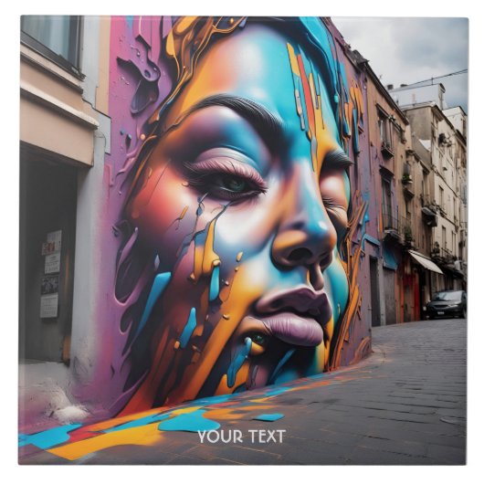 Fantasie Schattige Vivid Face Street Art Tegeltje (Voorkant)