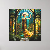 Fantasie Schattige Vivid Glas in lood Vrouw Canvas Afdruk (Voorkant)