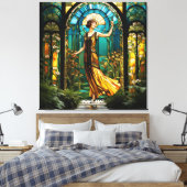 Fantasie Schattige Vivid Glas in lood Vrouw Canvas Afdruk (Insitu (Slaapkamer))