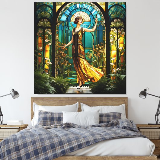 Fantasie Schattige Vivid Glas in lood Vrouw Canvas Afdruk (Insitu (Slaapkamer))