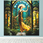 Fantasie Schattige Vivid Glas in lood Vrouw Canvas Afdruk (Insitu (Houten vloer))