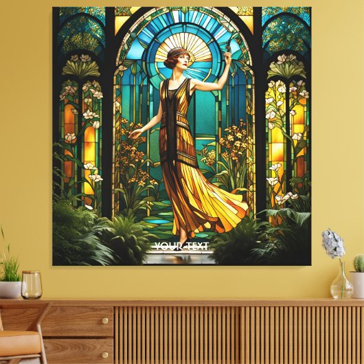 Fantasie Schattige Vivid Glas in lood Vrouw Canvas Afdruk (Insitu (Woonkamer))