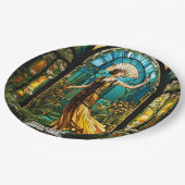 Fantasie Schattige Vivid Glas in lood Vrouw Papieren Bordje (Gekanteld)