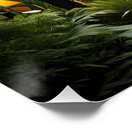 Fantasie Schattige Vivid Glas in lood Vrouw Perfect Poster (Hoek)