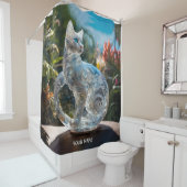 Fantasie Schattige Vivid Glass Cat Flowers Douchegordijn (In situ)