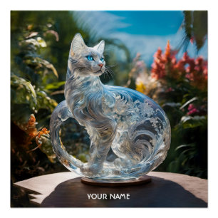Fantasie Schattige Vivid Glass Cat Flowers Perfect Poster