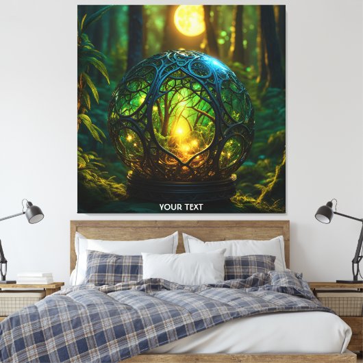 Fantasie Schattige Vivid Green Sphere Bos Canvas Afdruk (Insitu (Slaapkamer))