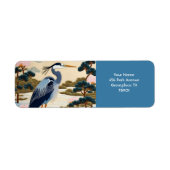 Fantasie Schattige Vivid Japans Heron Blauw Etiket (Voorkant)