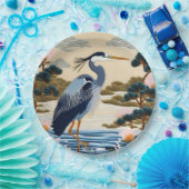 Fantasie Schattige Vivid Japans Heron Blauw Papieren Bordje (Feest)