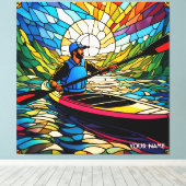 Fantasie Schattige Vivid Kajakken Glas in lood Canvas Afdruk (Insitu (Houten vloer))