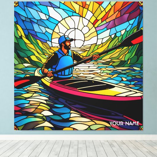 Fantasie Schattige Vivid Kajakken Glas in lood Canvas Afdruk (Insitu (Houten vloer))