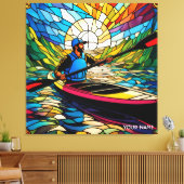 Fantasie Schattige Vivid Kajakken Glas in lood Canvas Afdruk (Insitu (Woonkamer))