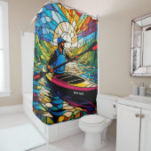 Fantasie Schattige Vivid Kajakken Glas in lood Douchegordijn (In situ)