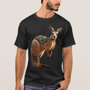 Fantasie Schattige Vivid Kangaroo Portretbloemen T-shirt
