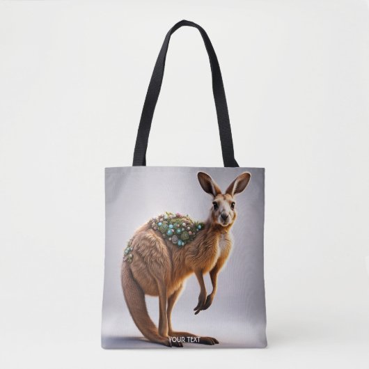 Fantasie Schattige Vivid Kangaroo Portretbloemen Tote Bag (Voorkant)
