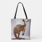 Fantasie Schattige Vivid Kangaroo Portretbloemen Tote Bag (Achterkant)