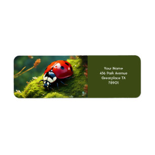 Fantasie Schattige Vivid Ladybug Moss Summer Etiket