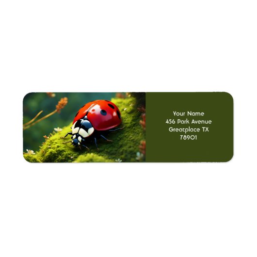 Fantasie Schattige Vivid Ladybug Moss Summer Etiket (Voorkant)
