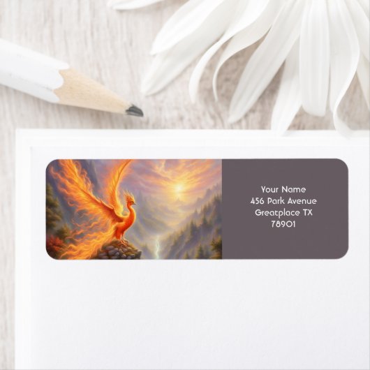 Fantasie Schattige Vivid Lake Phoenix Fire Etiket (Insitu)