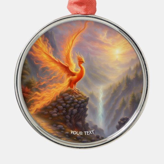 Fantasie Schattige Vivid Lake Phoenix Fire Metalen Ornament (Voorkant)