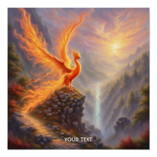 Fantasie Schattige Vivid Lake Phoenix Fire Perfect Poster (Voorkant)