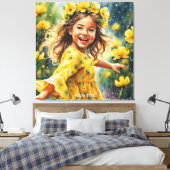 Fantasie Schattige Vivid Meisje Bloemen Regen Canvas Afdruk (Insitu (Slaapkamer))
