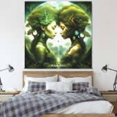 Fantasie Schattige Vivid Meisjes Groen Bos Canvas Afdruk (Insitu (Slaapkamer))