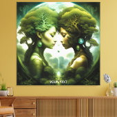 Fantasie Schattige Vivid Meisjes Groen Bos Canvas Afdruk (Insitu (Woonkamer))