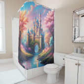 Fantasie Schattige Vivid Pastel Trees Castle Douchegordijn (In situ)