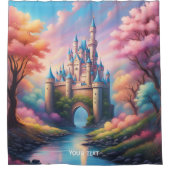 Fantasie Schattige Vivid Pastel Trees Castle Douchegordijn (Voorkant)