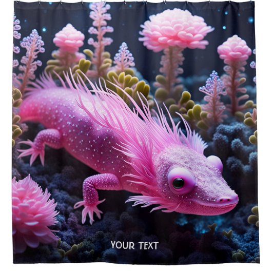 Fantasie Schattige Vivid Pink Zee Creature Douchegordijn (Voorkant)