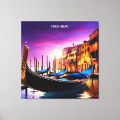Fantasie Schattige Vivid Venice Gondola Sunset Canvas Afdruk (Voorkant)