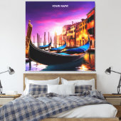 Fantasie Schattige Vivid Venice Gondola Sunset Canvas Afdruk (Insitu (Slaapkamer))