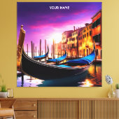 Fantasie Schattige Vivid Venice Gondola Sunset Canvas Afdruk (Insitu (Woonkamer))