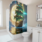 Fantasie Schattige Vivid Zee Ship Moon Douchegordijn (In situ)