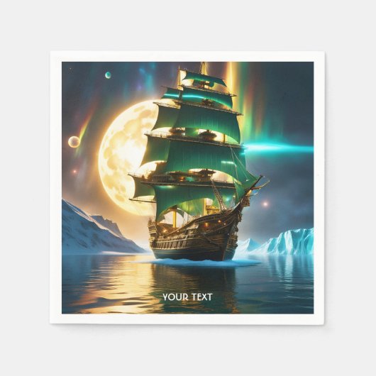 Fantasie Schattige Vivid Zee Ship Moon Servet (Voorkant)