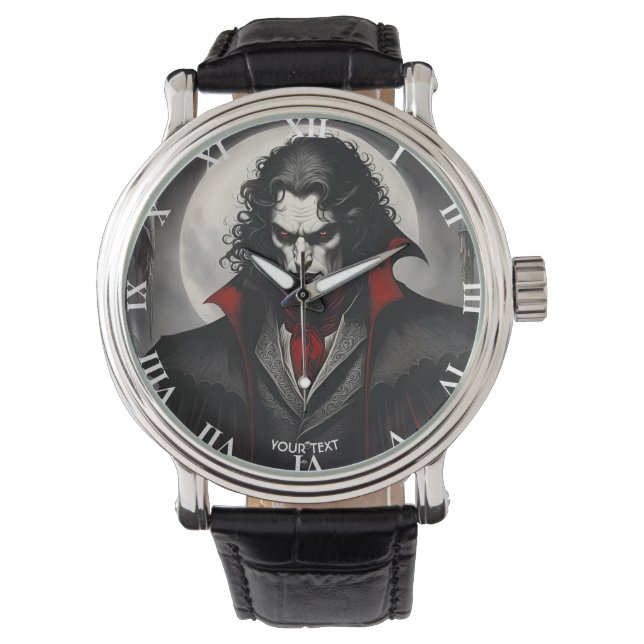 Fantasie Schattige Vivid Zwart Wit Gothic Horloge (Voorkant)