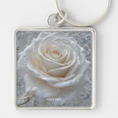 Fantasie Schattige Witte Rose Drops Sleutelhanger (Voorkant)