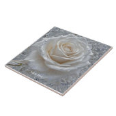 Fantasie Schattige Witte Rose Drops Tegeltje (Zijkant)