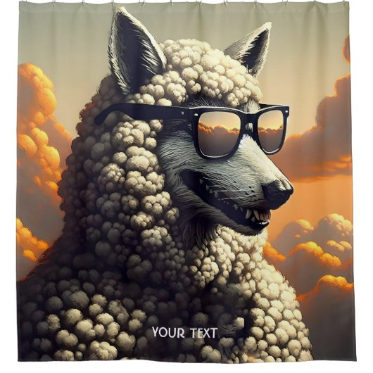 Fantasie Schattige Wolf gekleed schaap Douchegordijn (Voorkant)