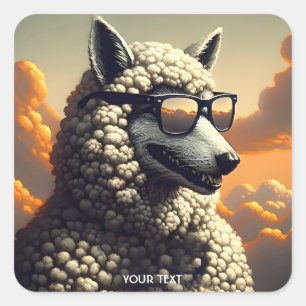 Fantasie Schattige Wolf gekleed schaap Vierkante Sticker