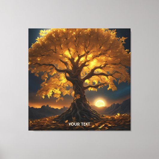Fantasie Schattige Yellow Tree Moon Canvas Afdruk (Voorkant)