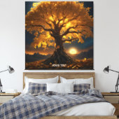 Fantasie Schattige Yellow Tree Moon Canvas Afdruk (Insitu (Slaapkamer))
