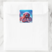 Fantasie Schattige Zee Rode Octopus Vierkante Sticker (Tas)