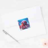 Fantasie Schattige Zee Rode Octopus Vierkante Sticker (Envelop)