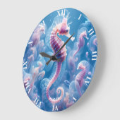 Fantasie Schattige Zee Seahorse Planten Grote Klok (Hoek)