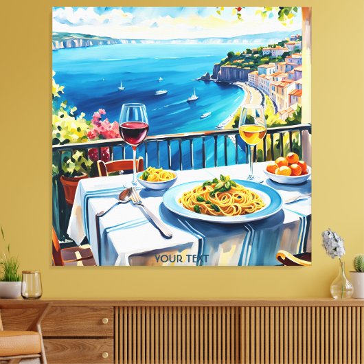Fantasie Schattige Zee Uitzicht Spaghetti Canvas Afdruk (Insitu (Woonkamer))