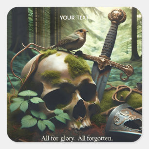 Fantasie Schattige Zwaard Hoofd Moss Vierkante Sticker
