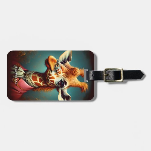 Fantasie Schattigee Art Deco Giraffe Bagagelabel (Voorkant horizontaal)